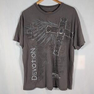 Vintage Y2K Gothic Angel Wings Cross Grunge T-Shirt Men's Size Large